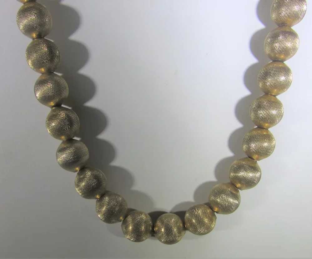 Vintage Monet Brushed Goldtone Bead Necklace - image 5