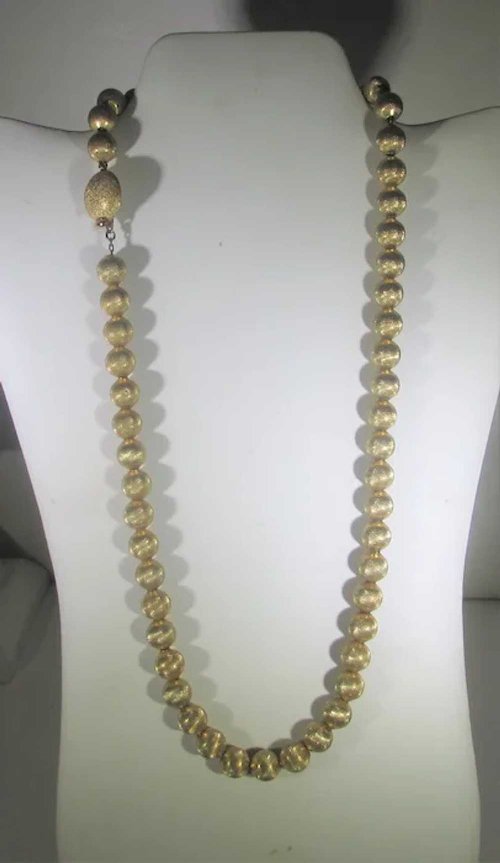 Vintage Monet Brushed Goldtone Bead Necklace - image 6