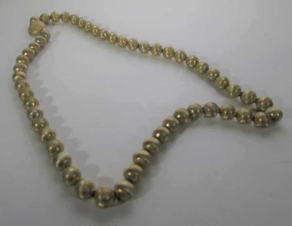 Vintage Monet Brushed Goldtone Bead Necklace - image 7