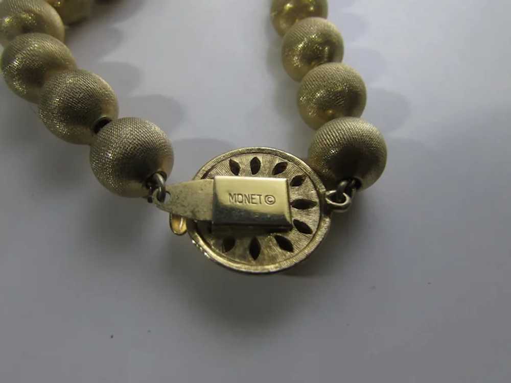 Vintage Monet Brushed Goldtone Bead Necklace - image 8
