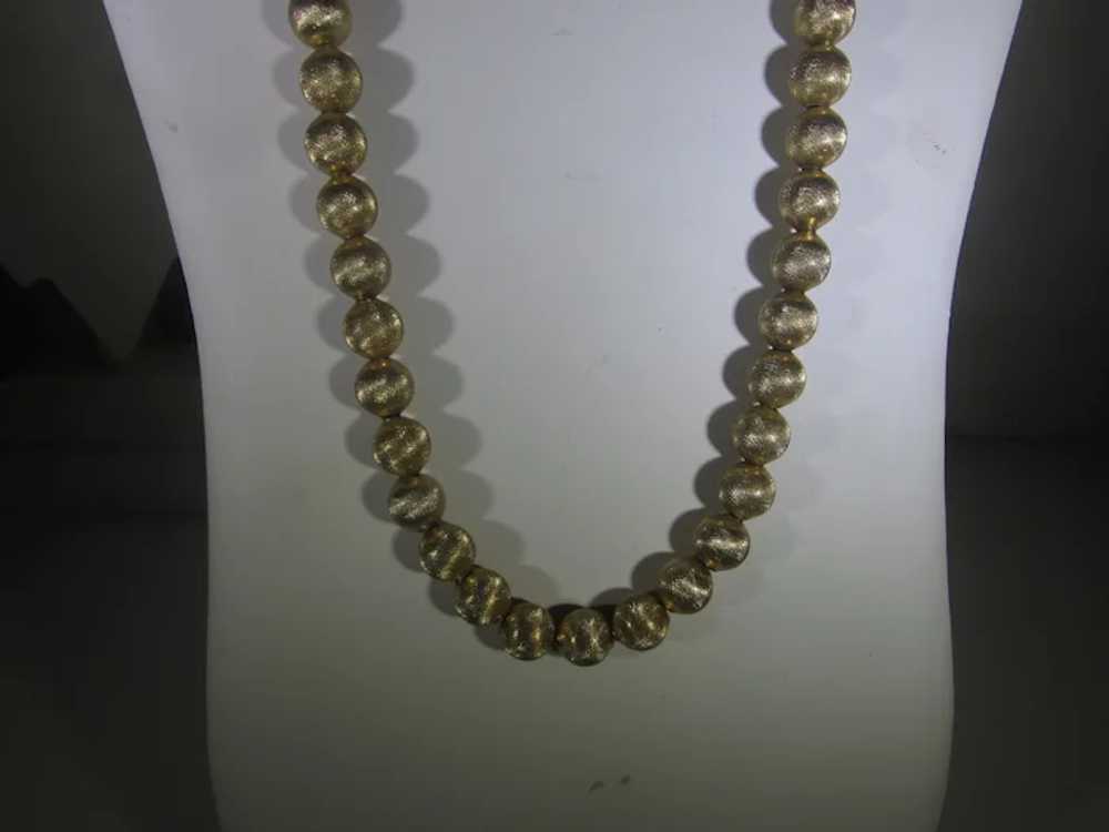 Vintage Monet Brushed Goldtone Bead Necklace - image 9
