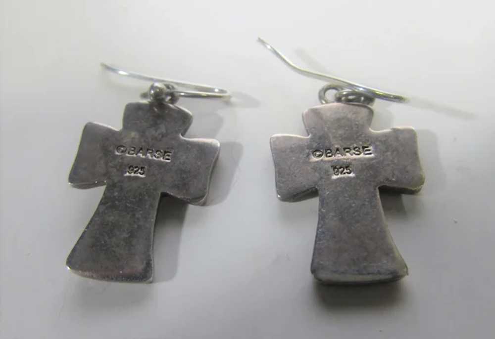 Sterling Silver Chunky Cross Pierced Earrings Sig… - image 3