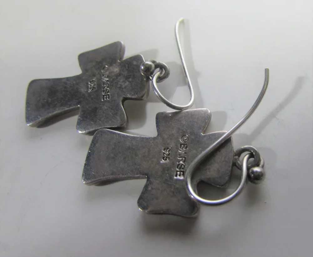 Sterling Silver Chunky Cross Pierced Earrings Sig… - image 5