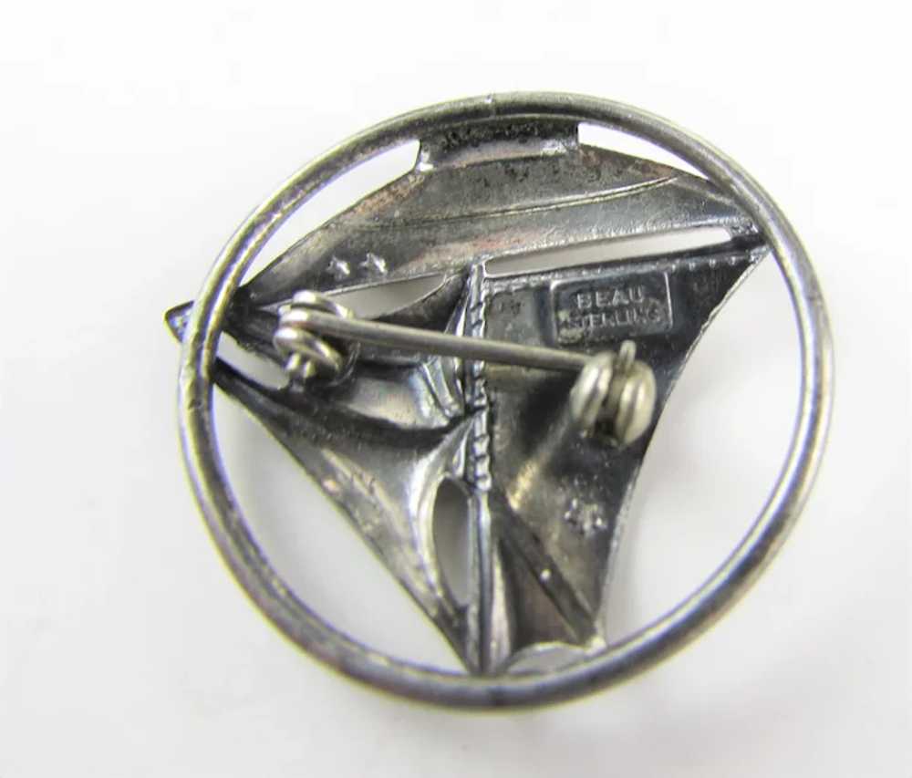 Vintage Beau Sterling Silver Sailboat Pin - image 11