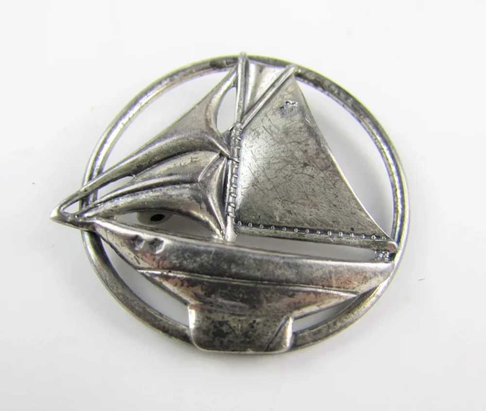 Vintage Beau Sterling Silver Sailboat Pin - image 12