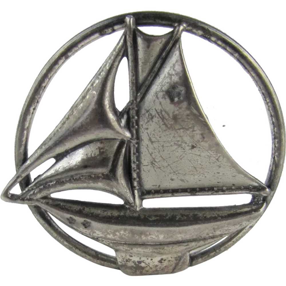 Vintage Beau Sterling Silver Sailboat Pin - image 1