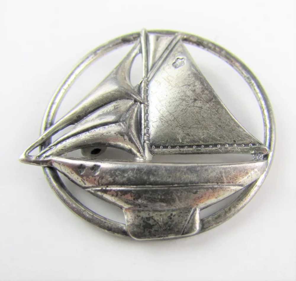 Vintage Beau Sterling Silver Sailboat Pin - image 4