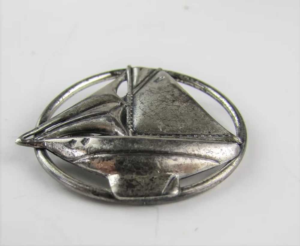 Vintage Beau Sterling Silver Sailboat Pin - image 5