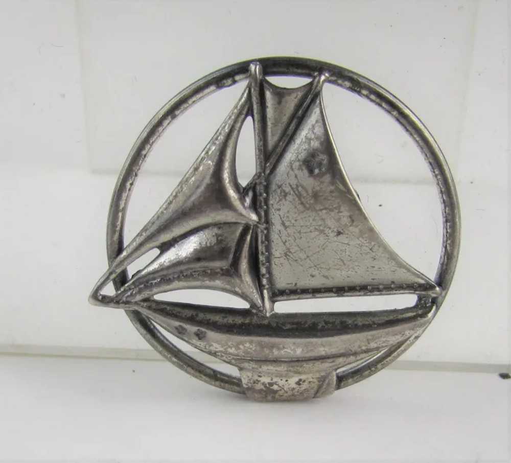 Vintage Beau Sterling Silver Sailboat Pin - image 8