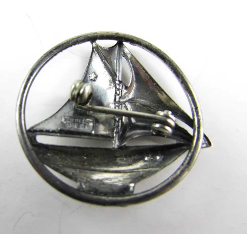 Vintage Beau Sterling Silver Sailboat Pin - image 9