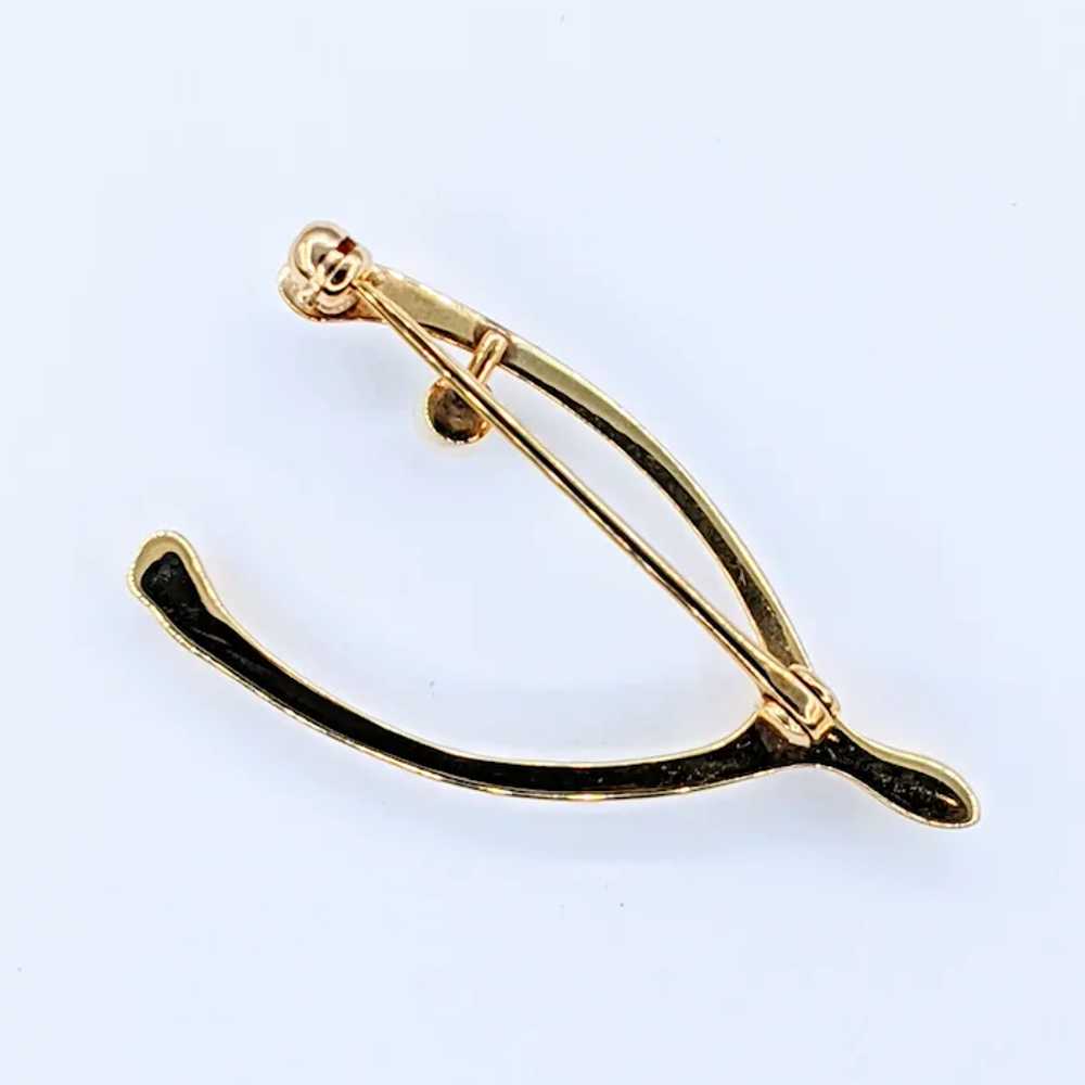 Charming Akoya Pearl & 14K Gold Wishbone Pin / Br… - image 4