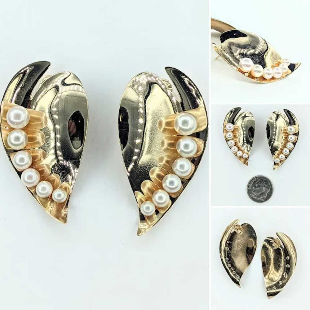 Unique & Stylish Cultured Pearl & 14K Gold Earrin… - image 2