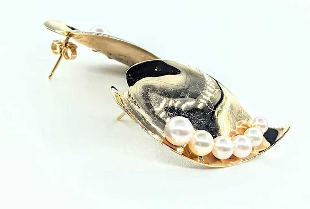 Unique & Stylish Cultured Pearl & 14K Gold Earrin… - image 3