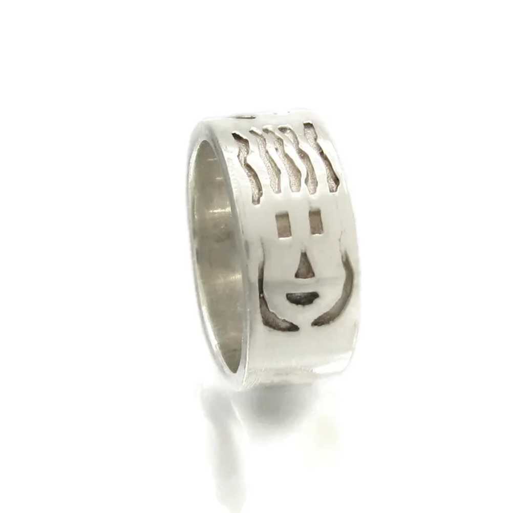 Native American Sterling Silver Band Ring Smiling… - image 2