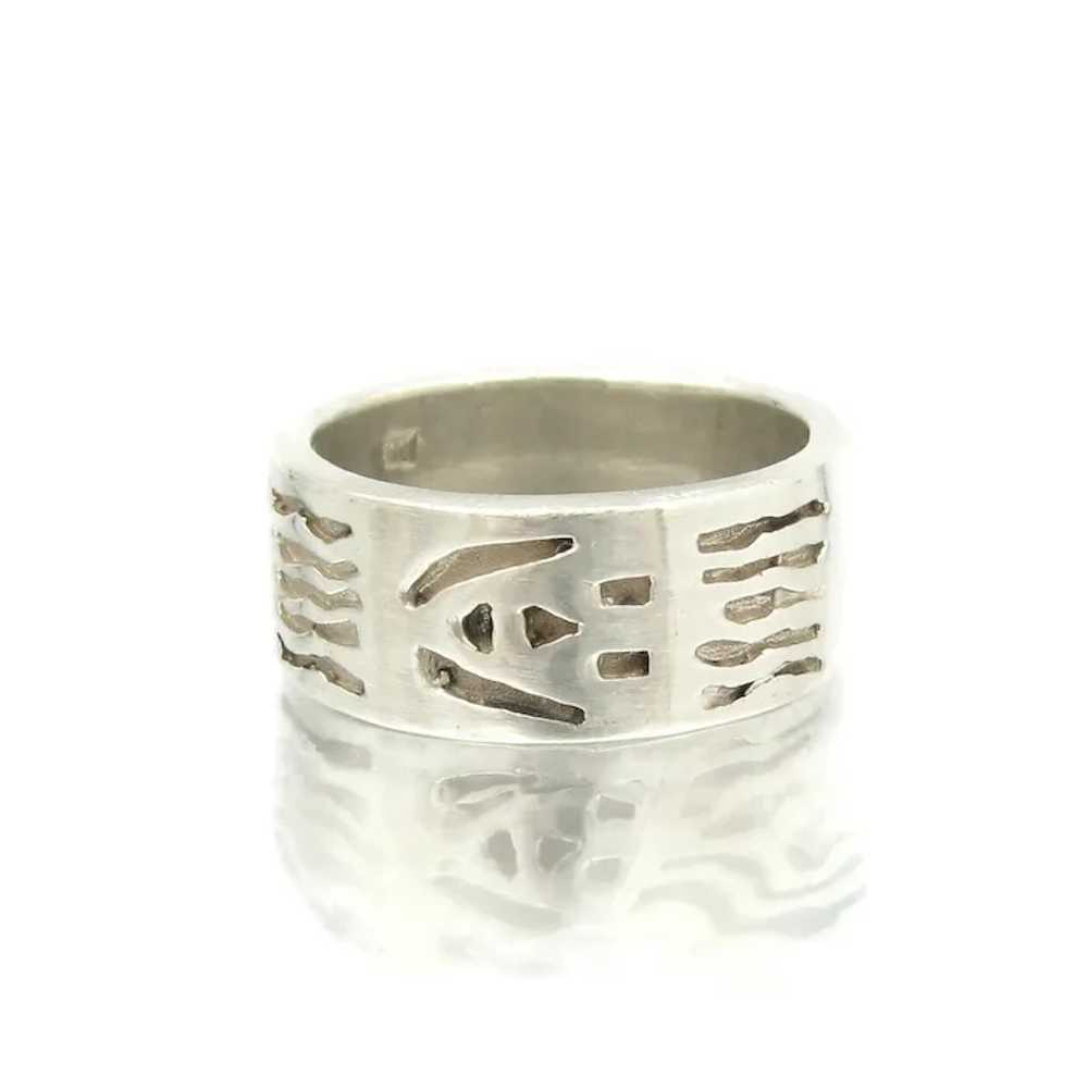 Native American Sterling Silver Band Ring Smiling… - image 3