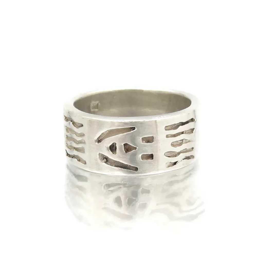 Native American Sterling Silver Band Ring Smiling… - image 4