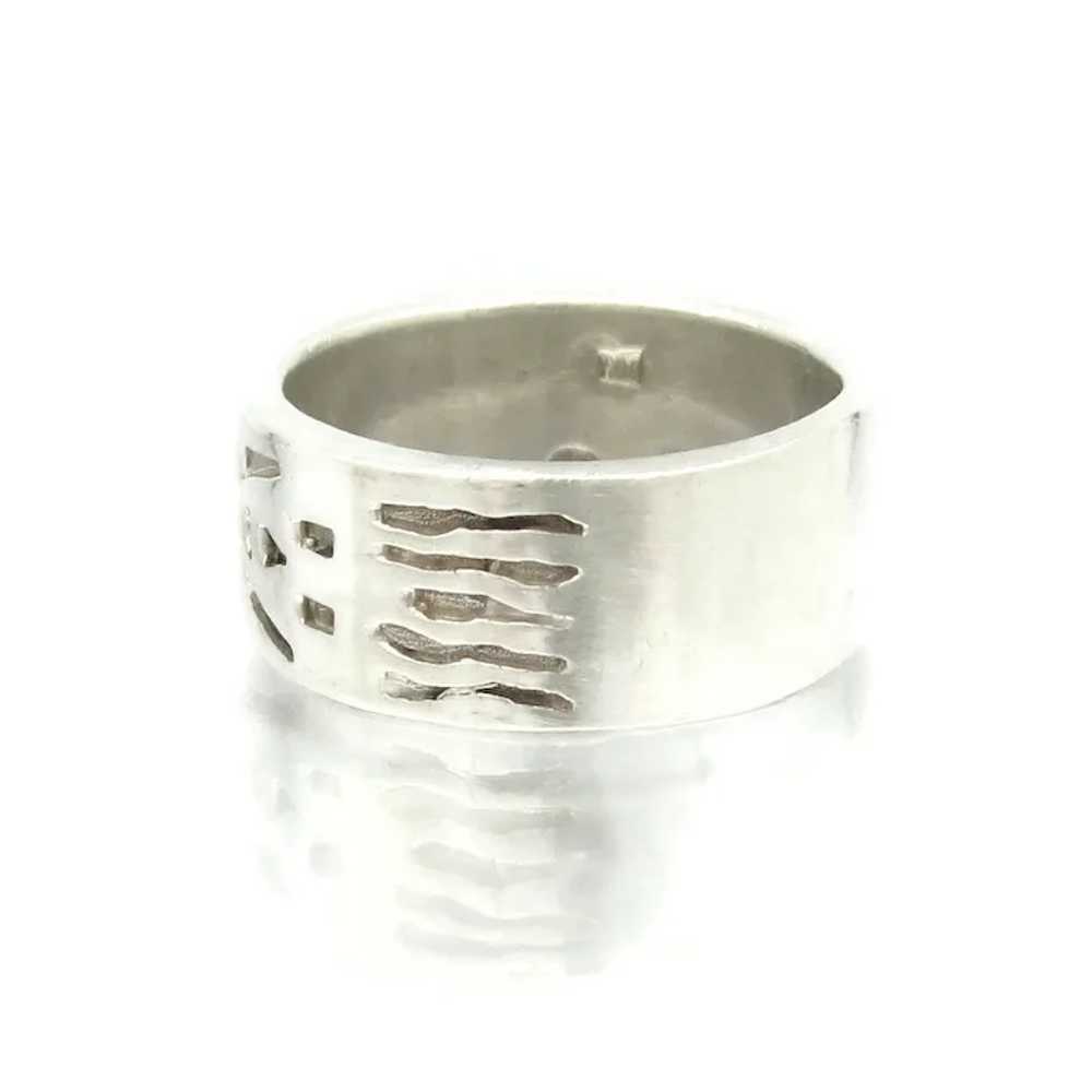 Native American Sterling Silver Band Ring Smiling… - image 5