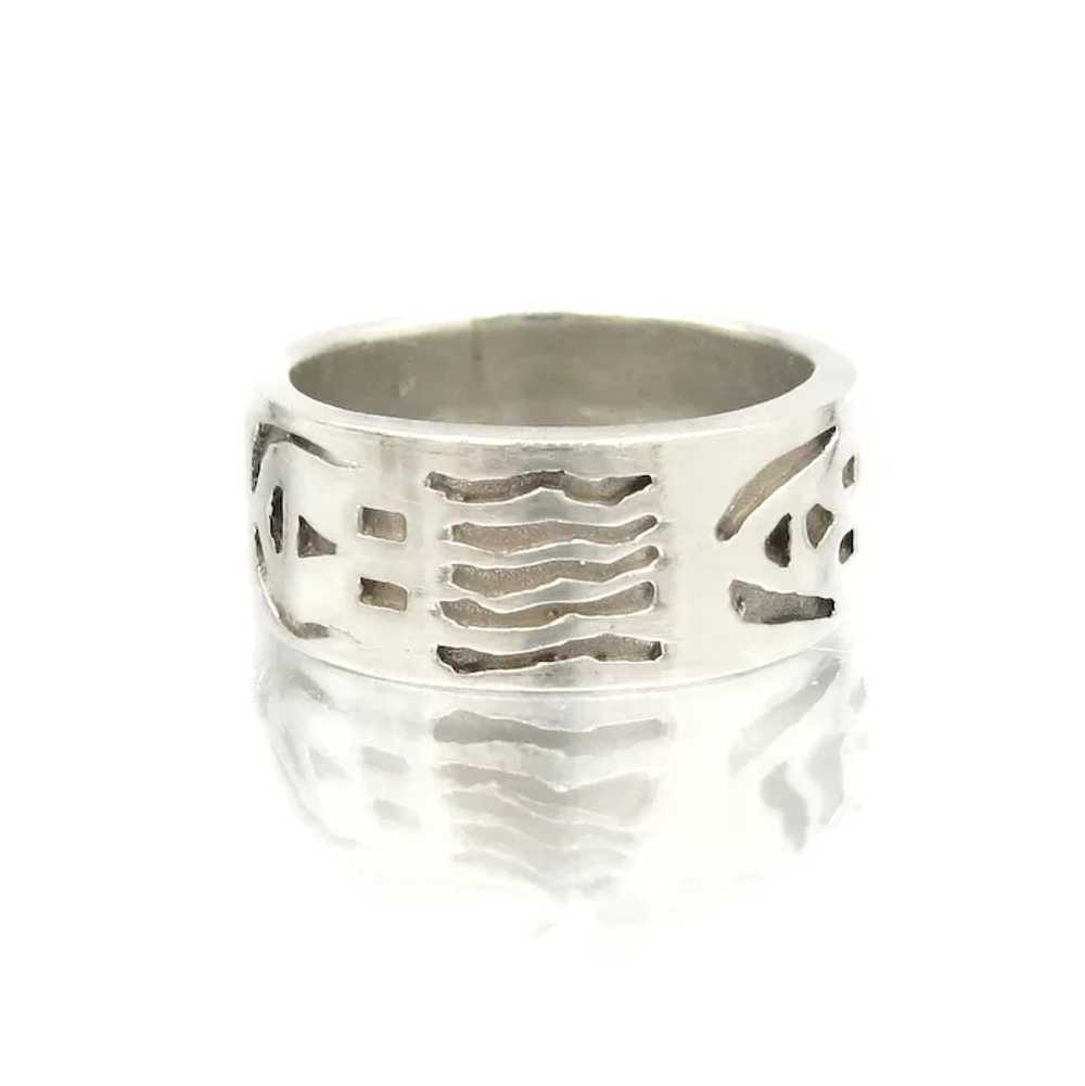 Native American Sterling Silver Band Ring Smiling… - image 6