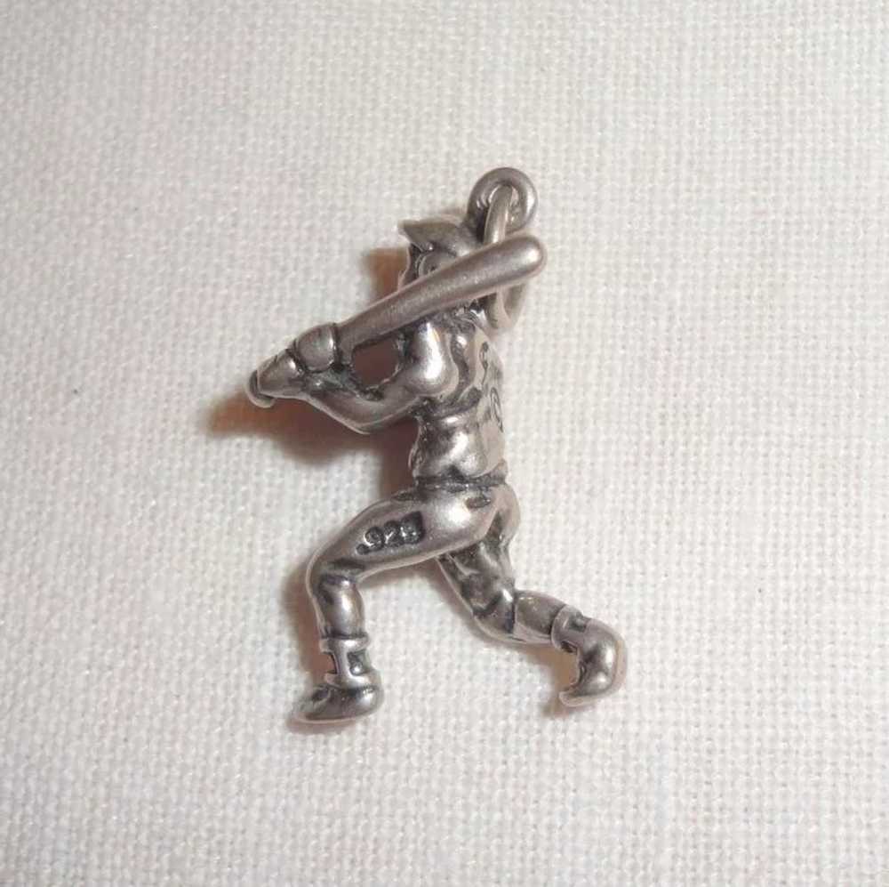 Vintage Sterling Silver Male Baseball  Player Cha… - image 3