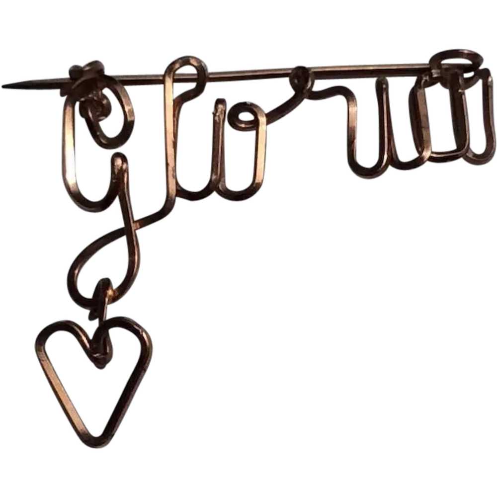 1940's Gold Filled Wire Name Brooch - image 1
