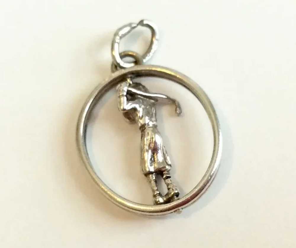 Vintage 3 D Mechanical Lady Golfer Charm - image 2