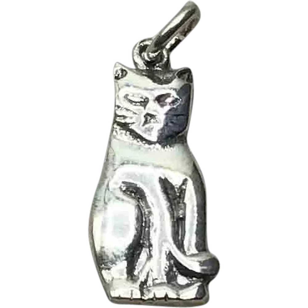 Sterling Silver Cat Charm - image 1
