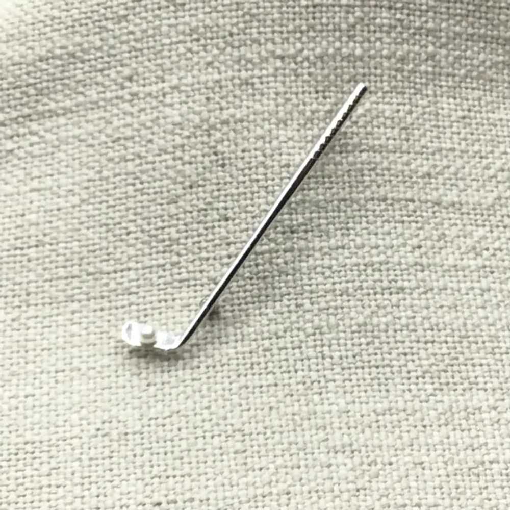 Sterling Silver Faux Pearl Golf Club Brooch - image 2