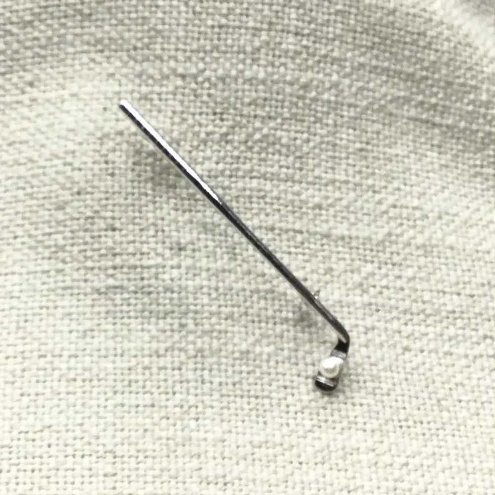 Sterling Silver Faux Pearl Golf Club Brooch - image 3