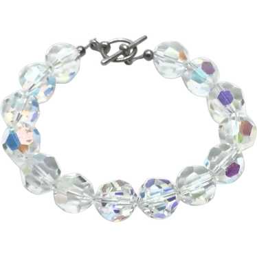 Sterling Clear Crystal Faceted Bead Bracelet