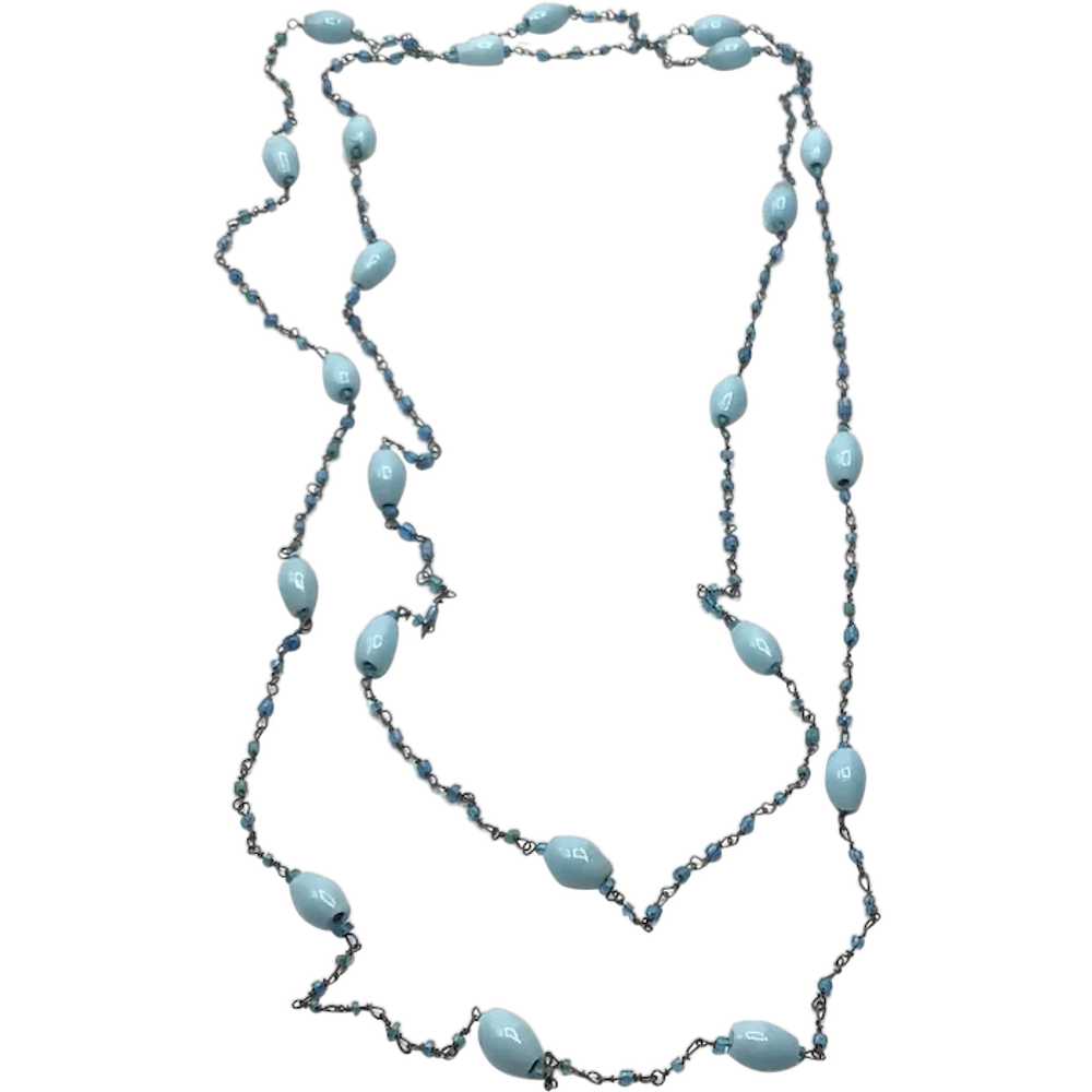 Peking Turquoise Glass Bead Necklace - image 1