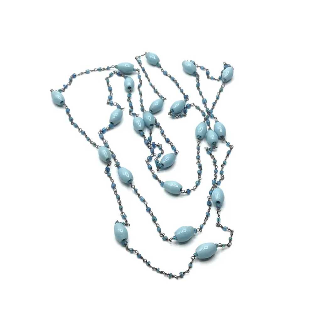Peking Turquoise Glass Bead Necklace - image 2
