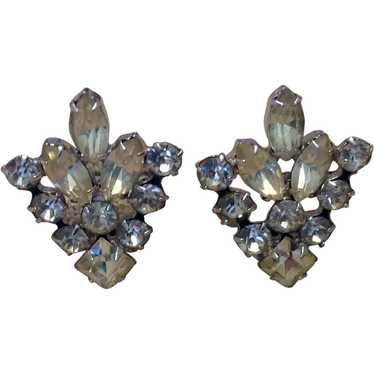 Weiss Clear Rhinestone Clip Earrings