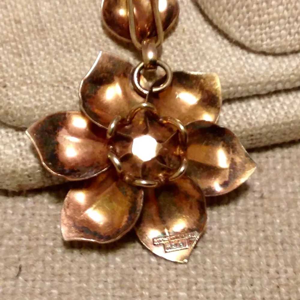 12K Gold Filled On Sterling Silver Floral Necklace - image 5