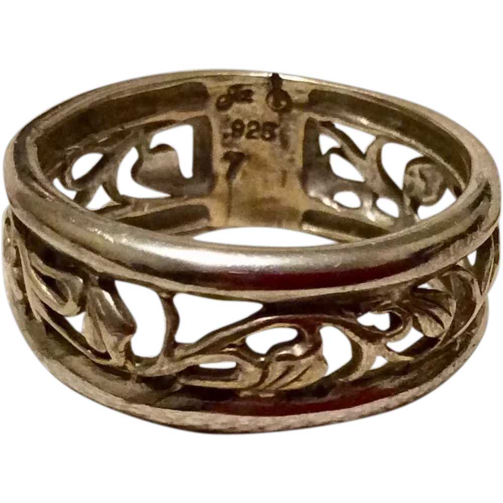 Vintage Sterling Silver Band Ring Size 7 1/4 - image 1