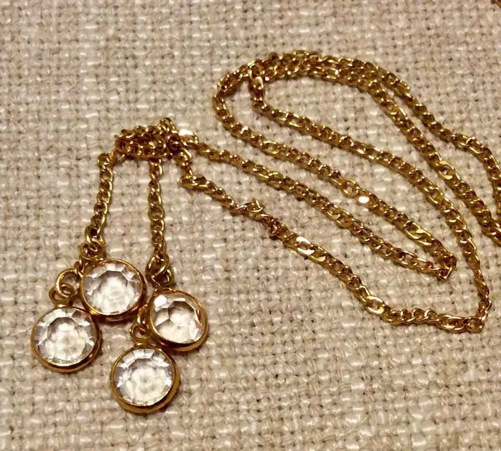 Avon Gold Tone Clear Faceted Rhinestone Pendant D… - image 2