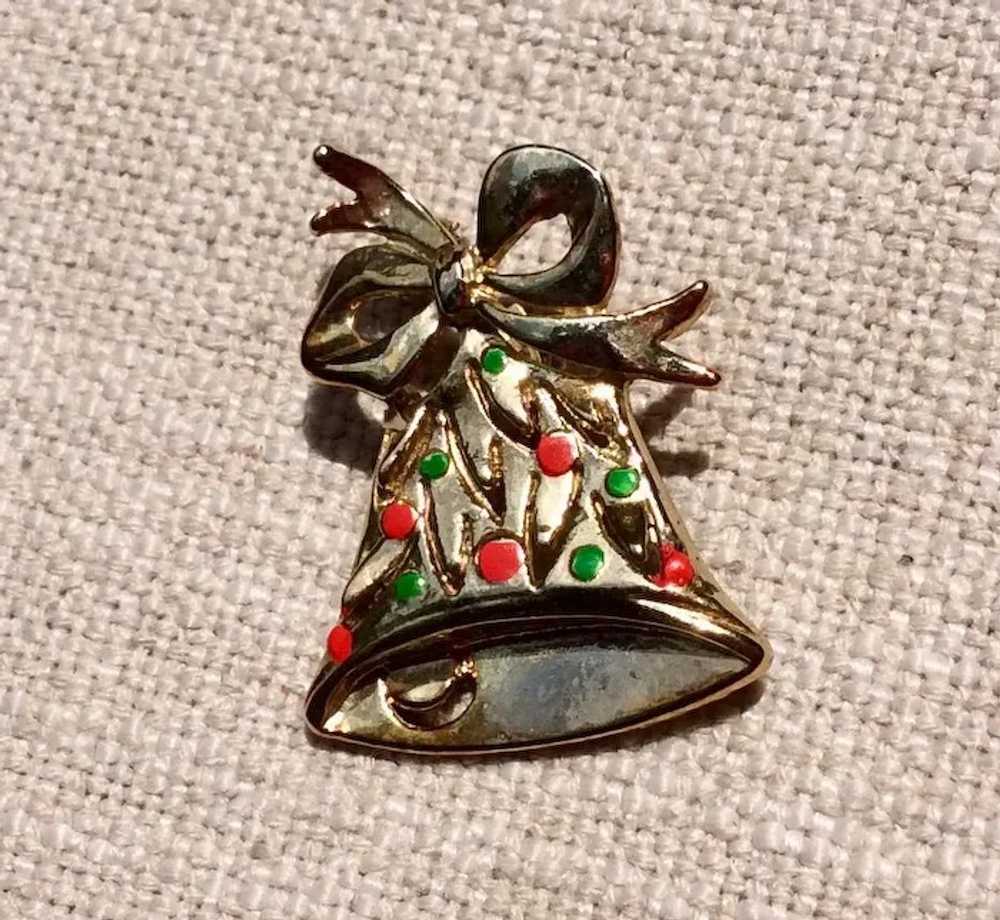 Holly Bell Christmas Brooch - image 3