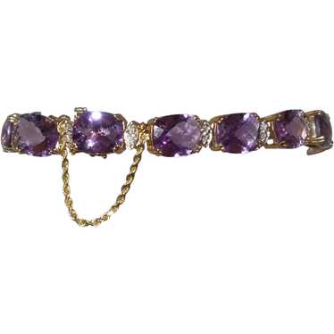 Amethyst and Diamond Tennis Bracelet in 10KYG