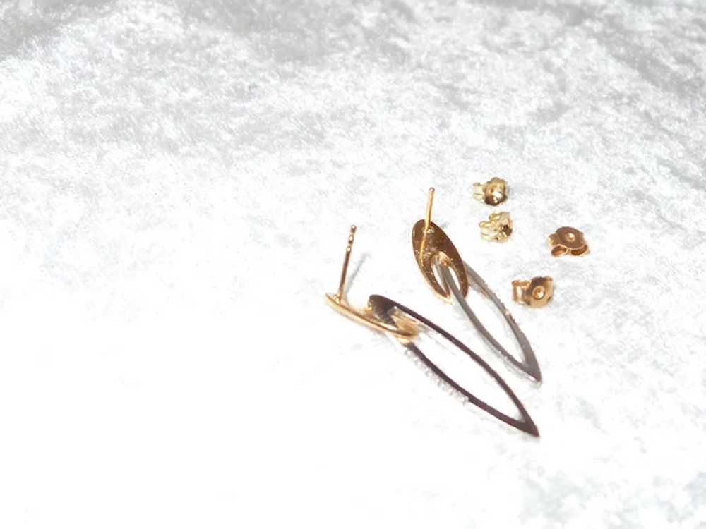 Italian 14KYG Pierced Earrings with Diamonds - image 2