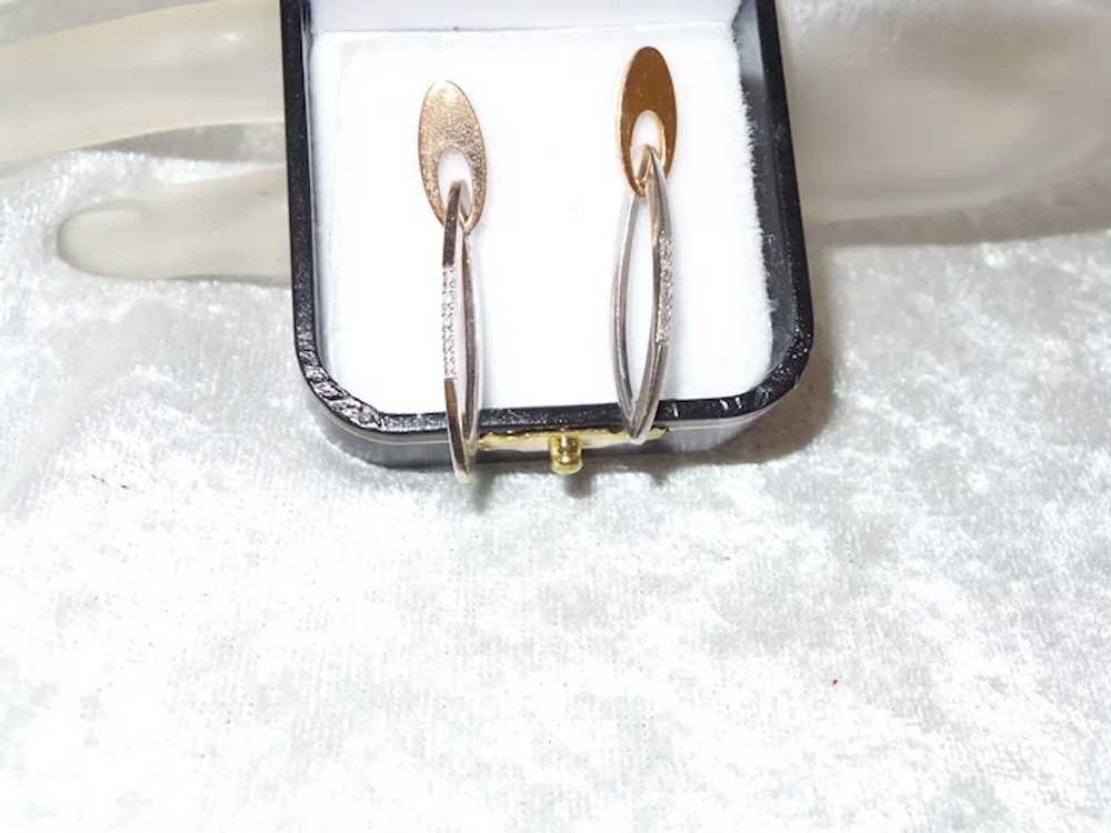 Italian 14KYG Pierced Earrings with Diamonds - image 4