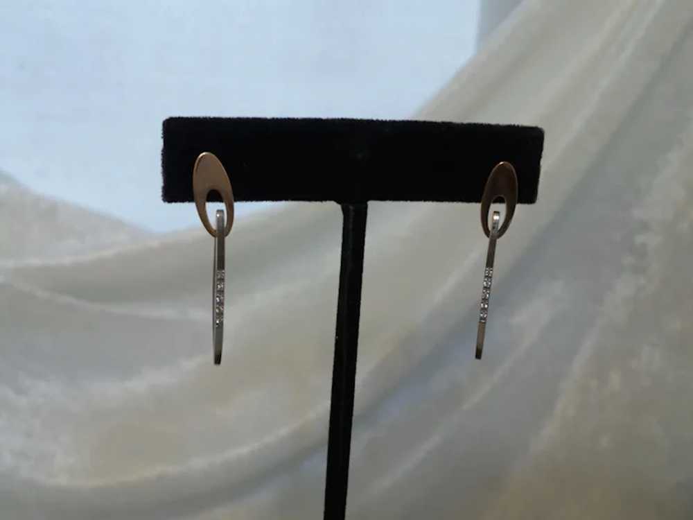 Italian 14KYG Pierced Earrings with Diamonds - image 5