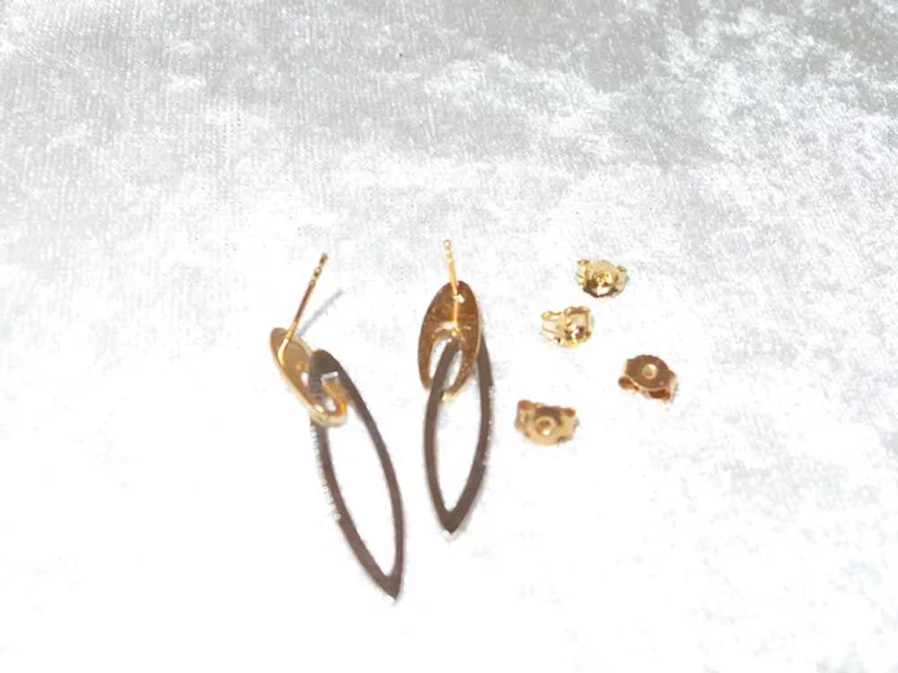 Italian 14KYG Pierced Earrings with Diamonds - image 6