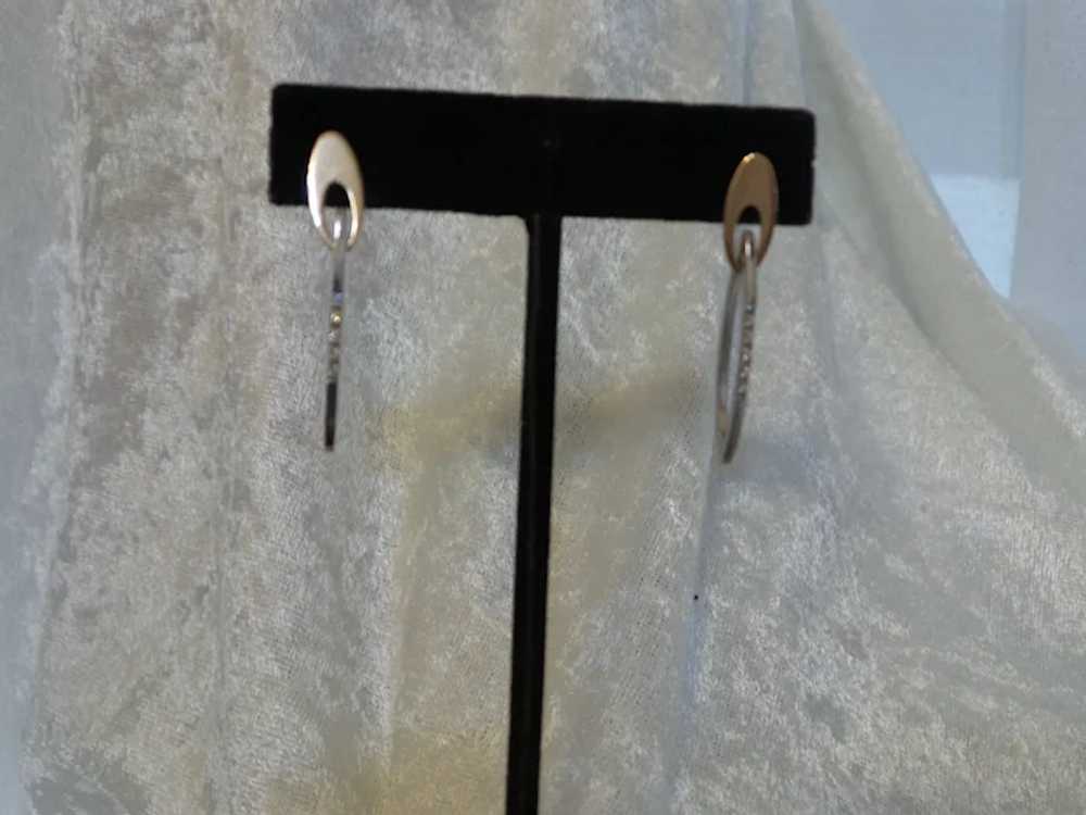 Italian 14KYG Pierced Earrings with Diamonds - image 7