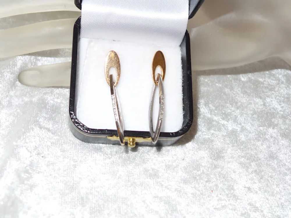 Italian 14KYG Pierced Earrings with Diamonds - image 8