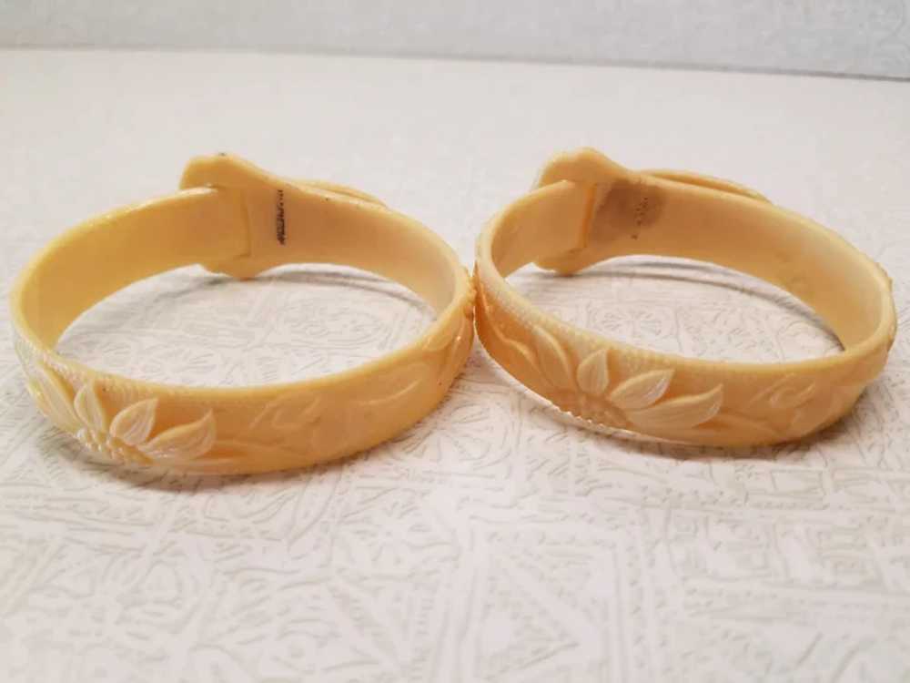 Pair of Art Deco Celluloid Buckle Bangle Bracelet… - image 5