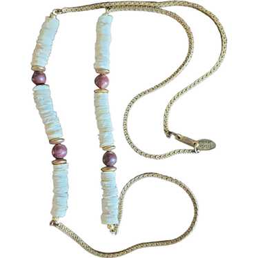 Miriam Haskell Puka Shell Natural Stone 29" Neckl… - image 1