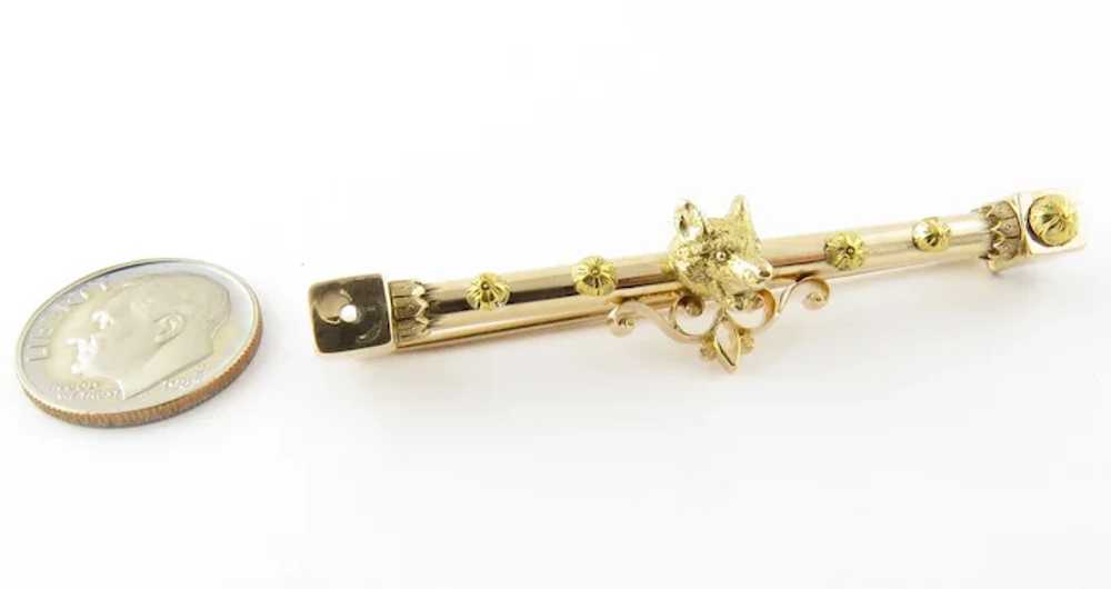 Antique Victorian 14 Karat Yellow Gold Fox Bar Pin - image 4