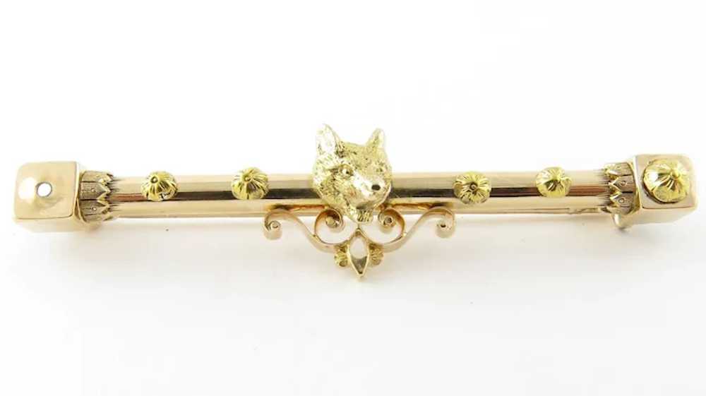 Antique Victorian 14 Karat Yellow Gold Fox Bar Pin - image 5
