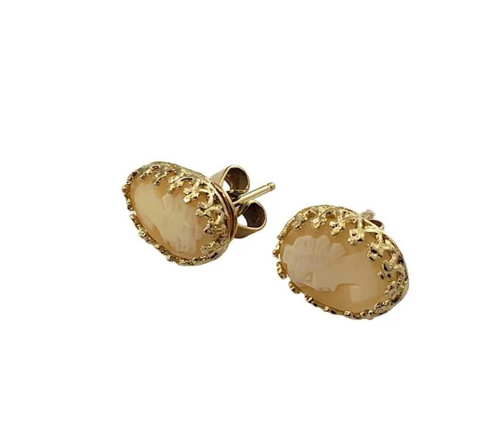 Vintage 14 Karat Yellow Gold Cameo Earrings - image 4