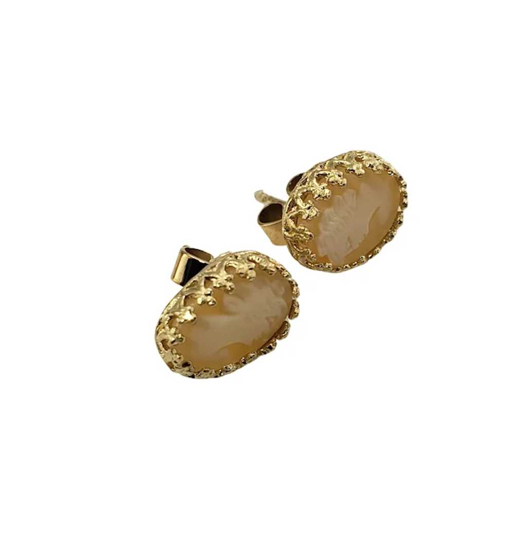 Vintage 14 Karat Yellow Gold Cameo Earrings - image 5