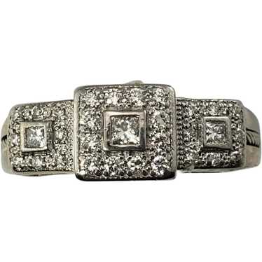 Vintage Charriol 18 Karat White Gold and Diamond R